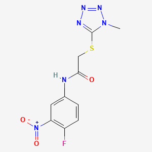 molecular formula C10H9FN6O3S B2754276 N-(4-fluoro-3-nitrophenyl)-2-[(1-methyl-1H-1,2,3,4-tetraazol-5-yl)sulfanyl]acetamide CAS No. 332130-04-8