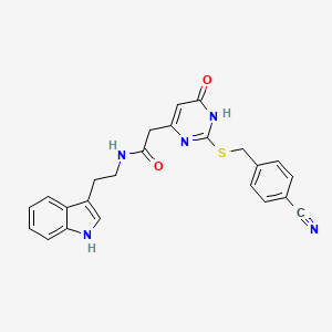 molecular formula C24H21N5O2S B2754280 N-(2-(1H-indol-3-yl)ethyl)-2-(2-((4-cyanobenzyl)thio)-6-oxo-1,6-dihydropyrimidin-4-yl)acetamide CAS No. 1170049-26-9
