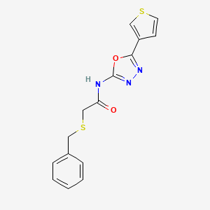 molecular formula C15H13N3O2S2 B2754281 2-(benzylthio)-N-(5-(thiophen-3-yl)-1,3,4-oxadiazol-2-yl)acetamide CAS No. 1251692-29-1