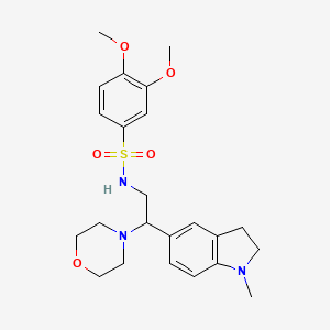 molecular formula C23H31N3O5S B2754290 3,4-dimethoxy-N-(2-(1-methylindolin-5-yl)-2-morpholinoethyl)benzenesulfonamide CAS No. 946241-71-0