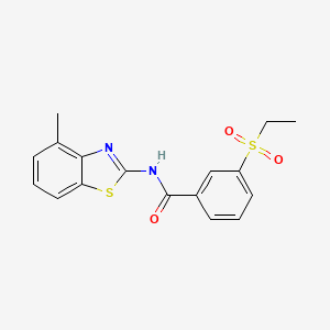molecular formula C17H16N2O3S2 B2754296 3-(ethylsulfonyl)-N-(4-methylbenzo[d]thiazol-2-yl)benzamide CAS No. 886917-11-9