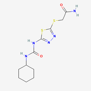 molecular formula C11H17N5O2S2 B2754303 2-((5-(3-环己基脲基)-1,3,4-噻二唑-2-基)硫)乙酰胺 CAS No. 898461-82-0