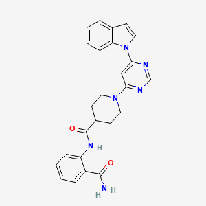 1-(6-(1H-indol-1-yl)pyrimidin-4-yl)-N-(2-carbamoylphenyl)piperidine-4-carboxamide