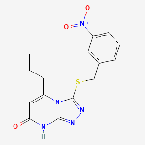 molecular formula C15H15N5O3S B2754311 3-((3-nitrobenzyl)thio)-5-propyl-[1,2,4]triazolo[4,3-a]pyrimidin-7(8H)-one CAS No. 891124-67-7