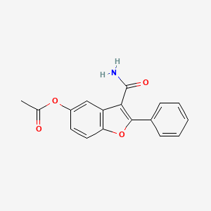 molecular formula C17H13NO4 B2754312 3-氨基甲酰基-2-苯基-1-苯并呋喃-5-基乙酸酯 CAS No. 301682-56-4