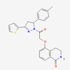 molecular formula C25H23N3O3S B2754318 5-(2-oxo-2-(3-(thiophen-2-yl)-5-(p-tolyl)-4,5-dihydro-1H-pyrazol-1-yl)ethoxy)-3,4-dihydroisoquinolin-1(2H)-one CAS No. 886951-15-1