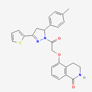 molecular formula C25H23N3O3S B2754318 5-(2-氧代-2-(3-(噻吩-2-基)-5-(对甲苯基)-4,5-二氢-1H-吡唑-1-基)乙氧基)-3,4-二氢异喹啉-1(2H)-酮 CAS No. 886951-15-1