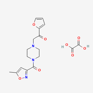 molecular formula C17H19N3O8 B2754327 1-(Furan-2-yl)-2-(4-(5-methylisoxazole-3-carbonyl)piperazin-1-yl)ethanone oxalate CAS No. 1351647-79-4