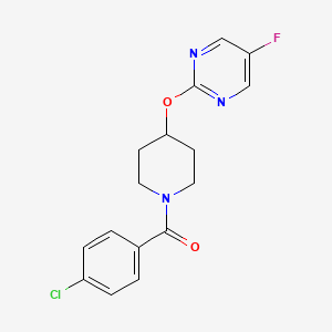 molecular formula C16H15ClFN3O2 B2754339 (4-Chlorophenyl)-[4-(5-fluoropyrimidin-2-yl)oxypiperidin-1-yl]methanone CAS No. 2380067-97-8