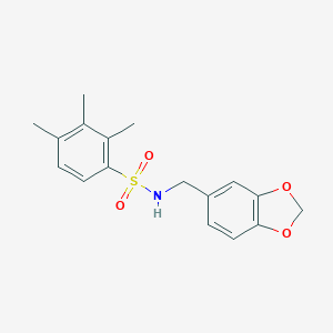 molecular formula C17H19NO4S B275434 N-(1,3-benzodioxol-5-ylmethyl)-2,3,4-trimethylbenzenesulfonamide 