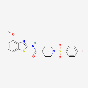 molecular formula C20H20FN3O4S2 B2754344 1-(4-氟苯磺酰)-N-(4-甲氧基-1,3-苯并噻唑-2-基)哌啶-4-甲酰胺 CAS No. 941981-72-2
