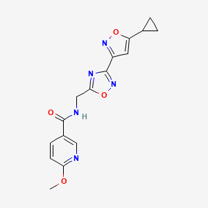 molecular formula C16H15N5O4 B2754357 N-((3-(5-cyclopropylisoxazol-3-yl)-1,2,4-oxadiazol-5-yl)methyl)-6-methoxynicotinamide CAS No. 1903520-87-5