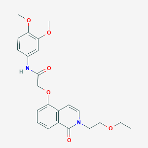 molecular formula C23H26N2O6 B2754367 N-(3,4-二甲氧基苯基)-2-((2-(2-乙氧基乙基)-1-氧代-1,2-二氢异喹啉-5-基)氧基)乙酰胺 CAS No. 898431-38-4