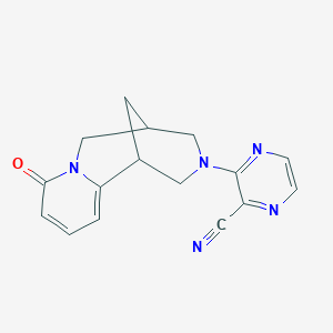 molecular formula C16H15N5O B2754373 3-(6-氧代-7,11-二氮杂三环[7.3.1.02,7]十三烯-11-基)吡嘧啶-2-碳腈 CAS No. 2326063-50-5