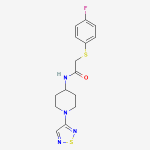 molecular formula C15H17FN4OS2 B2754380 2-[(4-fluorophenyl)sulfanyl]-N-[1-(1,2,5-thiadiazol-3-yl)piperidin-4-yl]acetamide CAS No. 2034609-02-2