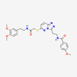 molecular formula C27H30N6O5S B2754387 N-(2-(6-((2-((3,4-dimethoxyphenethyl)amino)-2-oxoethyl)thio)-[1,2,4]triazolo[4,3-b]pyridazin-3-yl)ethyl)-4-methoxybenzamide CAS No. 872996-12-8