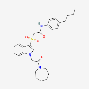 2-((1-(2-(azepan-1-yl)-2-oxoethyl)-1H-indol-3-yl)sulfonyl)-N-(4-butylphenyl)acetamide