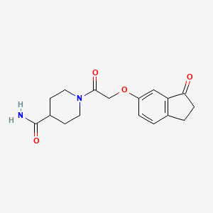 molecular formula C17H20N2O4 B2754391 1-(2-((3-oxo-2,3-dihydro-1H-inden-5-yl)oxy)acetyl)piperidine-4-carboxamide CAS No. 1203355-66-1