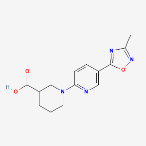 molecular formula C14H16N4O3 B2754393 1-[5-(3-甲基-1,2,4-噁二唑-5-基)吡啶-2-基]哌啶-3-甲酸 CAS No. 1239751-32-6