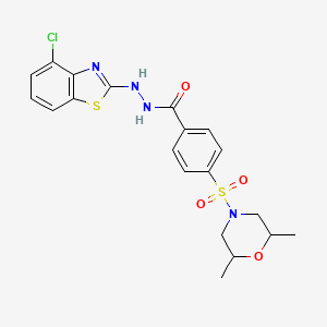 molecular formula C20H21ClN4O4S2 B2754396 N'-(4-chlorobenzo[d]thiazol-2-yl)-4-((2,6-dimethylmorpholino)sulfonyl)benzohydrazide CAS No. 851979-19-6