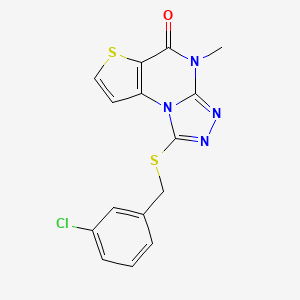 molecular formula C15H11ClN4OS2 B2754400 1-((3-chlorobenzyl)thio)-4-methylthieno[2,3-e][1,2,4]triazolo[4,3-a]pyrimidin-5(4H)-one CAS No. 1189690-38-7