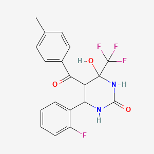 6-(2-Fluorophenyl)-4-hydroxy-5-(4-methylbenzoyl)-4-(trifluoromethyl)-1,3-diazinan-2-one