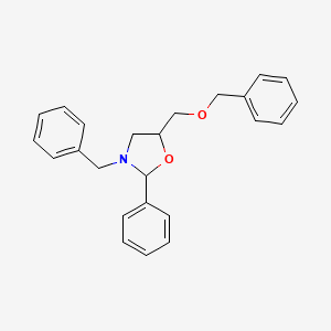 molecular formula C24H25NO2 B2754432 3-Benzyl-5-[(benzyloxy)methyl]-2-phenyl-1,3-oxazolane CAS No. 680214-37-3