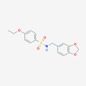 molecular formula C16H17NO5S B275444 N-Benzo[1,3]dioxol-5-ylmethyl-4-ethoxy-benzenesulfonamide 