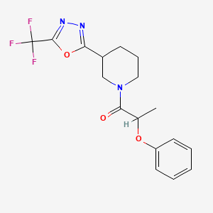 2-Phenoxy-1-(3-(5-(trifluoromethyl)-1,3,4-oxadiazol-2-yl)piperidin-1-yl)propan-1-one