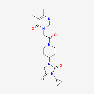 molecular formula C19H25N5O4 B2754457 3-环丙基-1-{1-[2-(4,5-二甲基-6-氧代-1,6-二氢嘧啶-1-基)乙酰]哌啶-4-基}咪唑烷-2,4-二酮 CAS No. 2097900-09-7