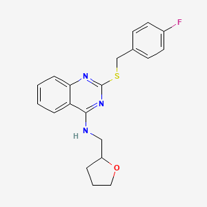 molecular formula C20H20FN3OS B2754461 2-[(4-fluorophenyl)methylsulfanyl]-N-(oxolan-2-ylmethyl)quinazolin-4-amine CAS No. 422533-34-4