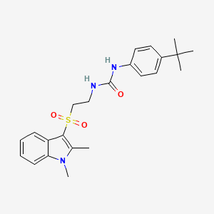 molecular formula C23H29N3O3S B2754476 1-(4-(叔丁基)苯基)-3-(2-((1,2-二甲基-1H-吲哚-3-基)磺酰基)乙基)脲 CAS No. 946350-90-9