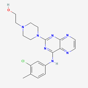 molecular formula C19H22ClN7O B2754484 2-(4-(4-((3-Chloro-4-methylphenyl)amino)pteridin-2-yl)piperazin-1-yl)ethanol CAS No. 946290-72-8