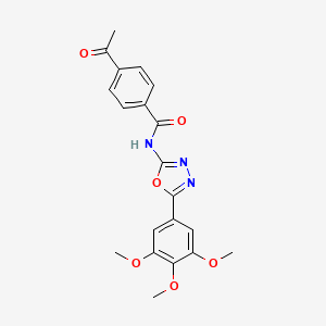 molecular formula C20H19N3O6 B2754491 4-acetyl-N-[5-(3,4,5-trimethoxyphenyl)-1,3,4-oxadiazol-2-yl]benzamide CAS No. 891117-94-5