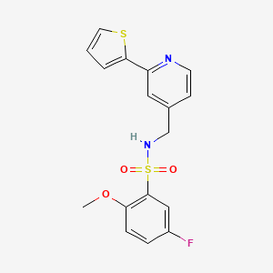 molecular formula C17H15FN2O3S2 B2754495 5-fluoro-2-methoxy-N-((2-(thiophen-2-yl)pyridin-4-yl)methyl)benzenesulfonamide CAS No. 2034340-14-0