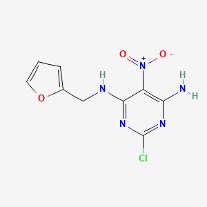 molecular formula C9H8ClN5O3 B2754503 2-chloro-4-N-(furan-2-ylmethyl)-5-nitropyrimidine-4,6-diamine CAS No. 326007-10-7