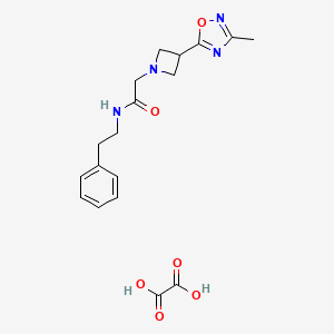 molecular formula C18H22N4O6 B2754509 2-(3-(3-methyl-1,2,4-oxadiazol-5-yl)azetidin-1-yl)-N-phenethylacetamide oxalate CAS No. 1351633-91-4