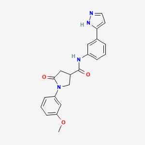 molecular formula C21H20N4O3 B2754517 N-(3-(1H-吡唑-3-基)苯基)-1-(3-甲氧基苯基)-5-氧代吡咯啉-3-甲酸酰胺 CAS No. 1207057-02-0