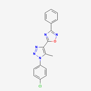molecular formula C17H12ClN5O B2754521 5-[1-(4-chlorophenyl)-5-methyl-1H-1,2,3-triazol-4-yl]-3-phenyl-1,2,4-oxadiazole CAS No. 894935-37-6