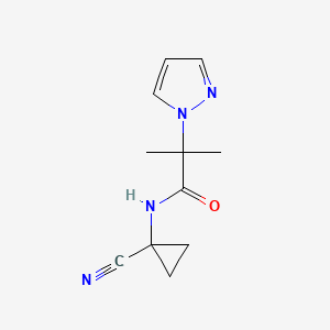 molecular formula C11H14N4O B2754522 N-(1-Cyanocyclopropyl)-2-methyl-2-pyrazol-1-ylpropanamide CAS No. 2418713-55-8
