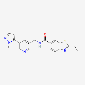 molecular formula C20H19N5OS B2754539 2-ethyl-N-((5-(1-methyl-1H-pyrazol-5-yl)pyridin-3-yl)methyl)benzo[d]thiazole-6-carboxamide CAS No. 2177365-83-0