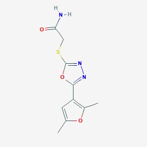 molecular formula C10H11N3O3S B2754548 2-((5-(2,5-二甲基呋喃-3-基)-1,3,4-噁二唑-2-基)硫基)乙酰胺 CAS No. 1021023-03-9