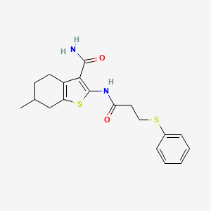 molecular formula C19H22N2O2S2 B2754565 6-Methyl-2-(3-(phenylthio)propanamido)-4,5,6,7-tetrahydrobenzo[b]thiophene-3-carboxamide CAS No. 392322-71-3
