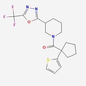 (1-(Thiophen-2-yl)cyclopentyl)(3-(5-(trifluoromethyl)-1,3,4-oxadiazol-2-yl)piperidin-1-yl)methanone