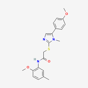 molecular formula C21H23N3O3S B2754569 N-(2-methoxy-5-methylphenyl)-2-((5-(4-methoxyphenyl)-1-methyl-1H-imidazol-2-yl)thio)acetamide CAS No. 921866-04-8