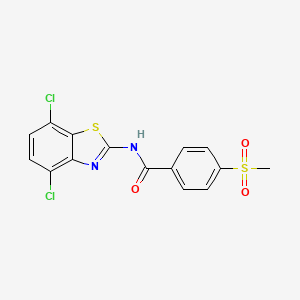 molecular formula C15H10Cl2N2O3S2 B2754592 N-(4,7-dichlorobenzo[d]thiazol-2-yl)-4-(methylsulfonyl)benzamide CAS No. 896352-47-9