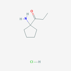 molecular formula C8H16ClNO B2754602 1-(1-Aminocyclopentyl)propan-1-one;hydrochloride CAS No. 2309463-51-0