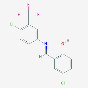 molecular formula C14H8Cl2F3NO B2754606 4-chloro-2-((E)-{[4-chloro-3-(trifluoromethyl)phenyl]imino}methyl)phenol CAS No. 1232820-60-8
