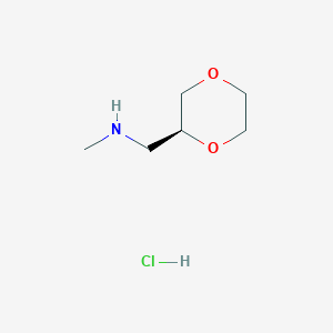 molecular formula C6H14ClNO2 B2754610 {[(2S)-1,4-dioxan-2-yl]methyl}(methyl)amine hydrochloride CAS No. 2055848-87-6
