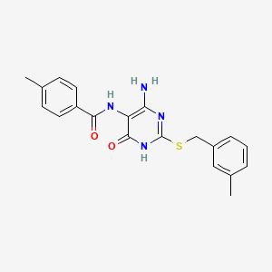 molecular formula C20H20N4O2S B2754616 N-(4-amino-2-((3-methylbenzyl)thio)-6-oxo-1,6-dihydropyrimidin-5-yl)-4-methylbenzamide CAS No. 888426-65-1